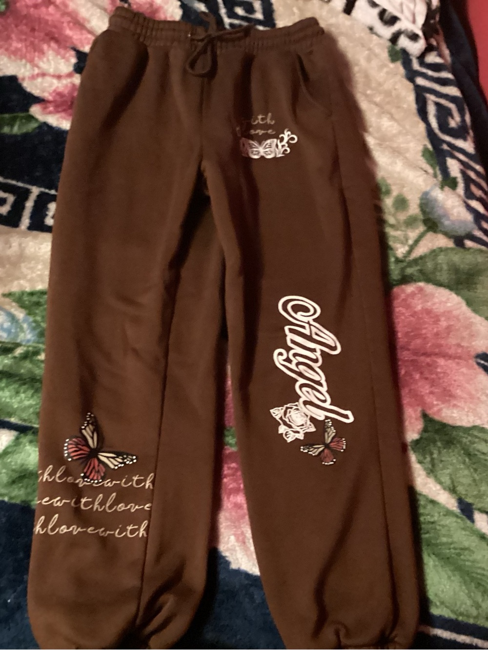 Rue21 Brown Fleece Sweatpants with 'Angel' Accent